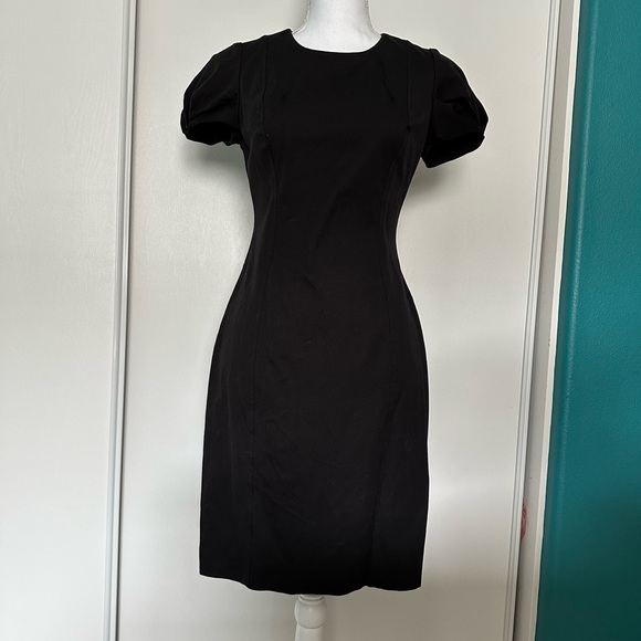 Banana Republic Puff Sleeves Black Shift Dress - Picture 1 of 8
